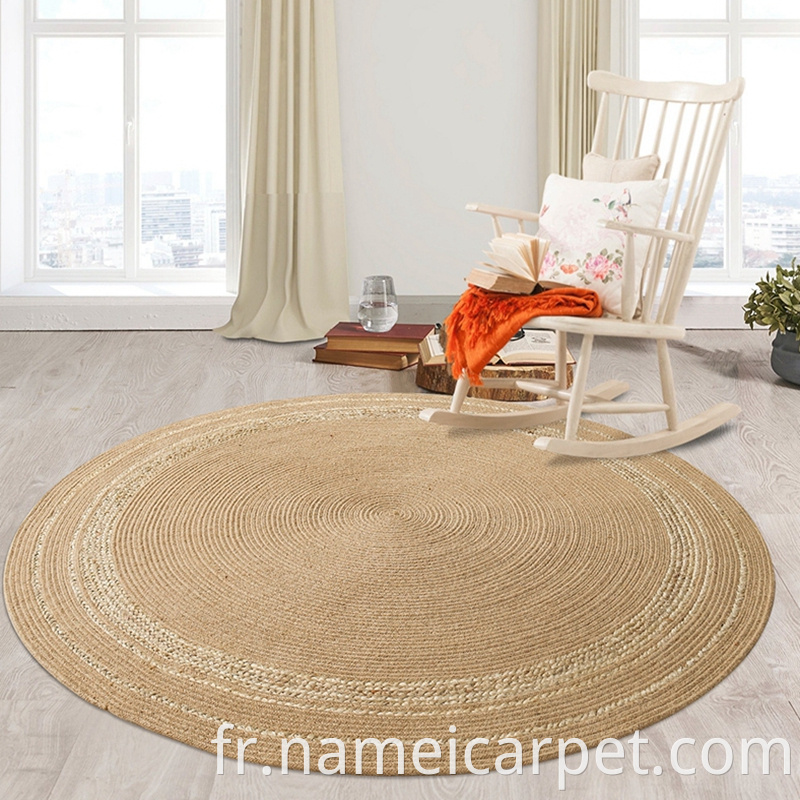 Living Room Jute Hemp Braided Woven Carpet Area Rugs